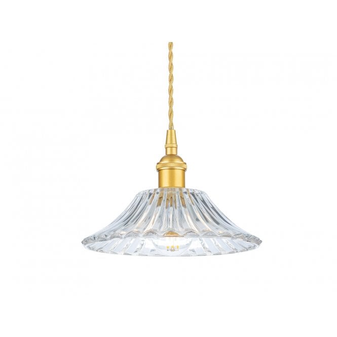 Firstlight Firstlight Wiltshire Medium Ceiling Pendant Light In Satin Gold With Clear Decorative Glass 2907GO 